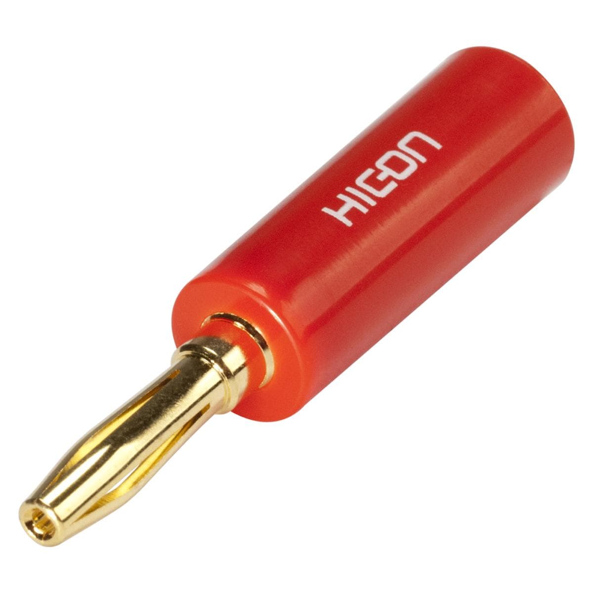 HICON Banana, 1-pol , plastic, screw-type-male connector, gold plated contact(s), straight, red