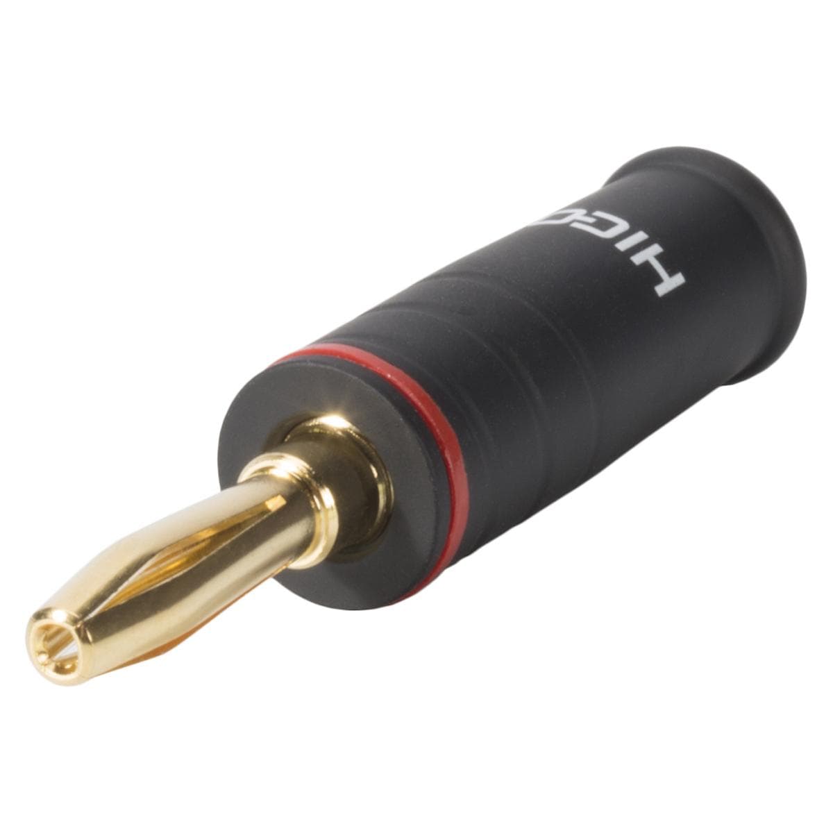 HICON Banana, 1-pol , metal, screw-type-male connector, gold plated contact(s), straight, black