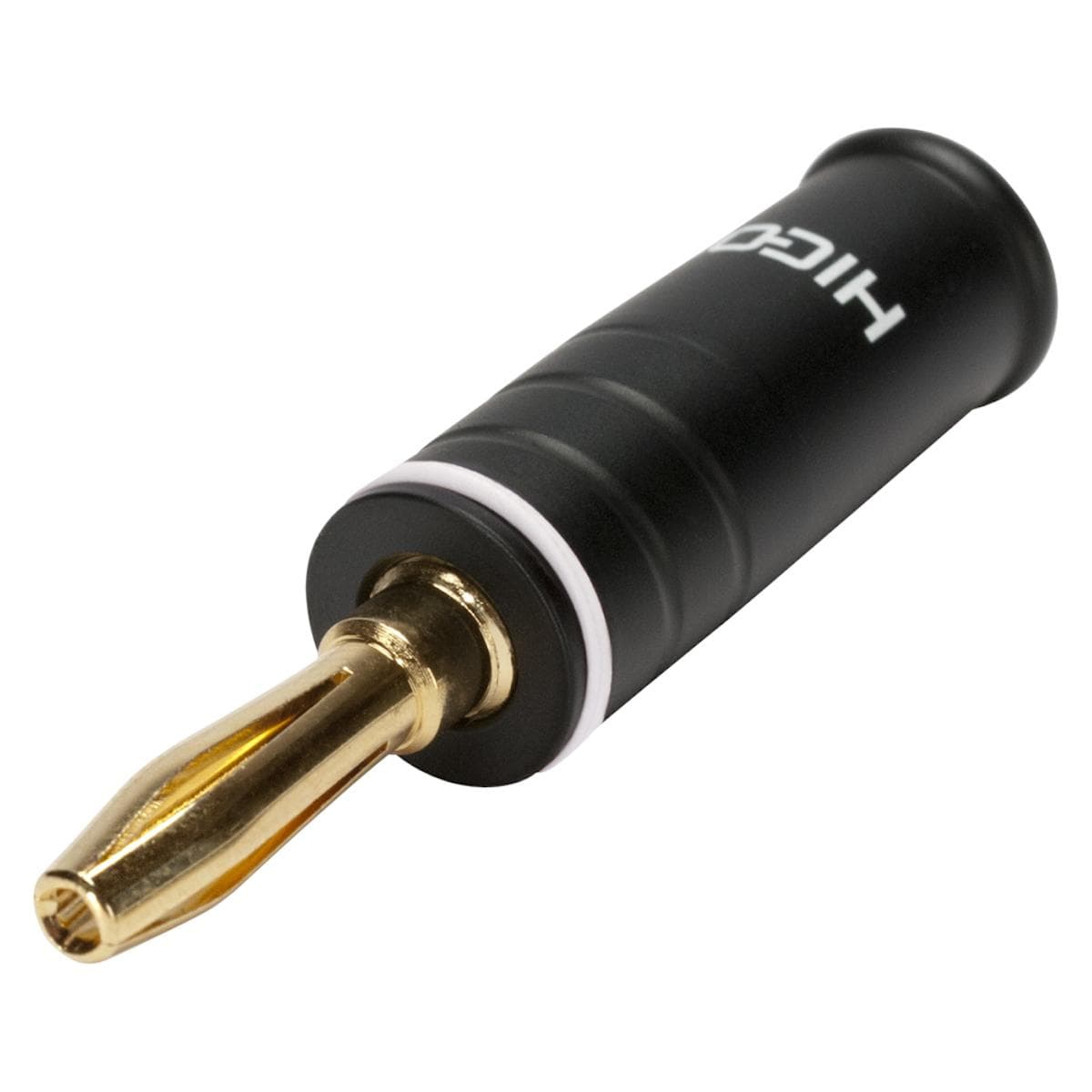 HICON Banana, 1-pol , metal, screw-type-male connector, gold plated contact(s), straight, black