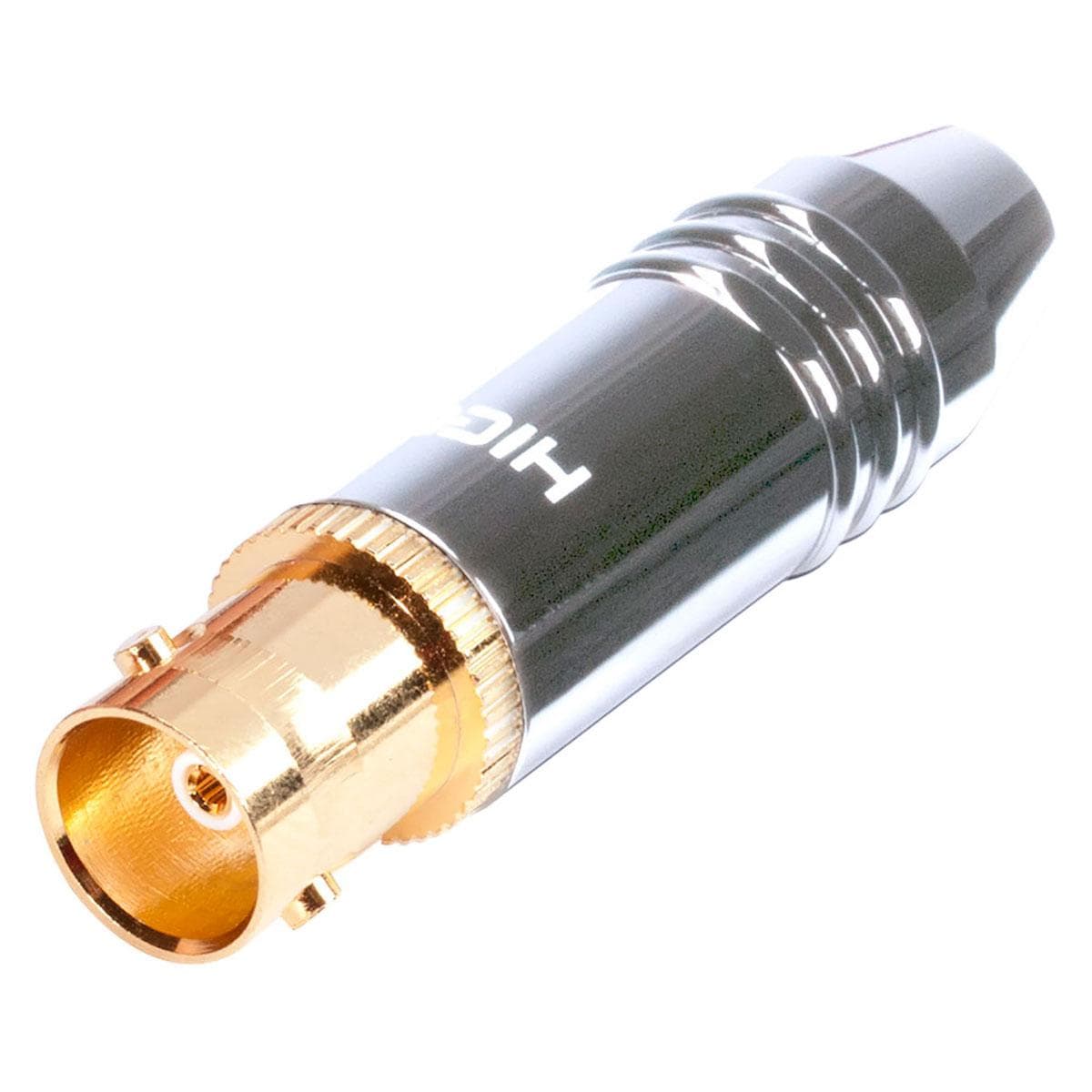HICON BNC, 2-pole , metal, Soldering-female connector, gold plated contact(s), straight, gold