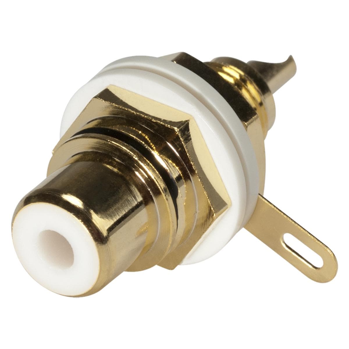 HICON RCA, 2-pole , metal, Soldering-female connector, gold plated contact(s), screw thread, gold