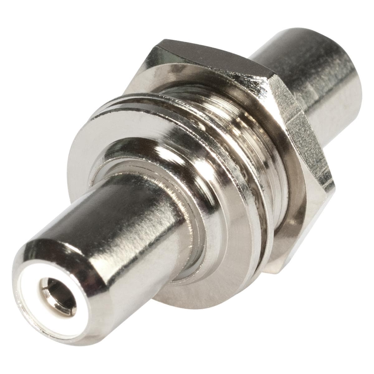 HICON RCA, 2-pole , metal, Patch-female connector, gold plated contact(s), thread 1/2", silver-grey