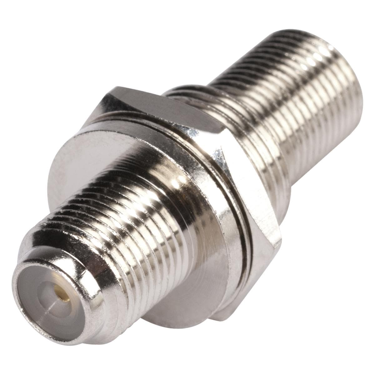 HICON F-plug, 2-pole , metal, Patch-female connector, nickel plated contact(s), thread 1/2", nickel