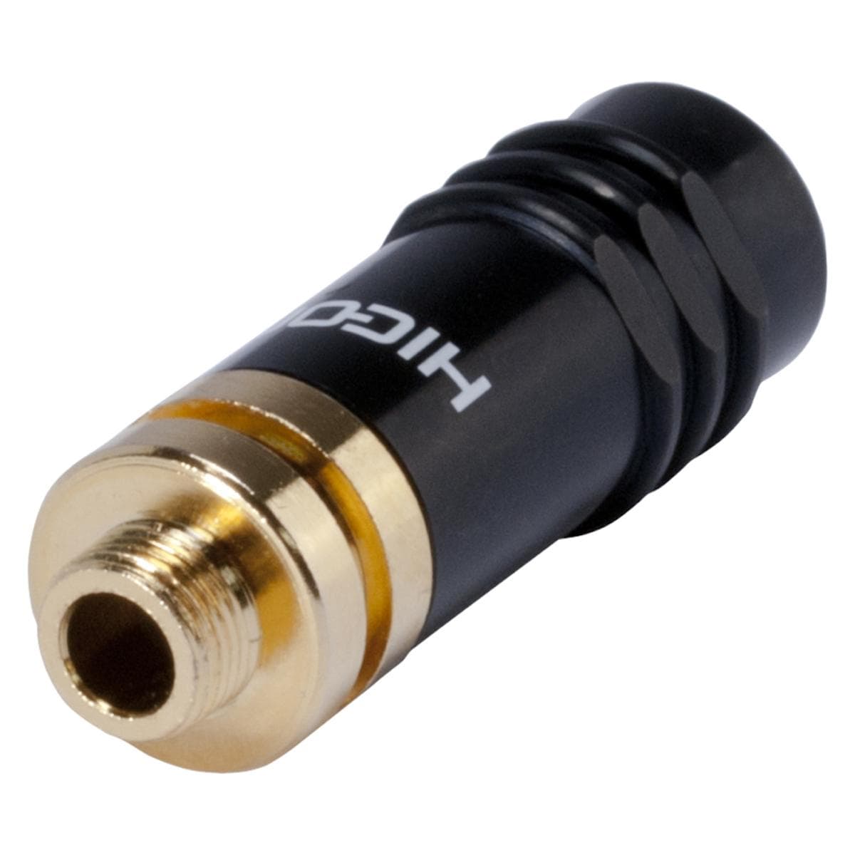 HICON Mini-jack (3,5mm), 3-pole , metal, female connector, gold plated contact(s), straight, black