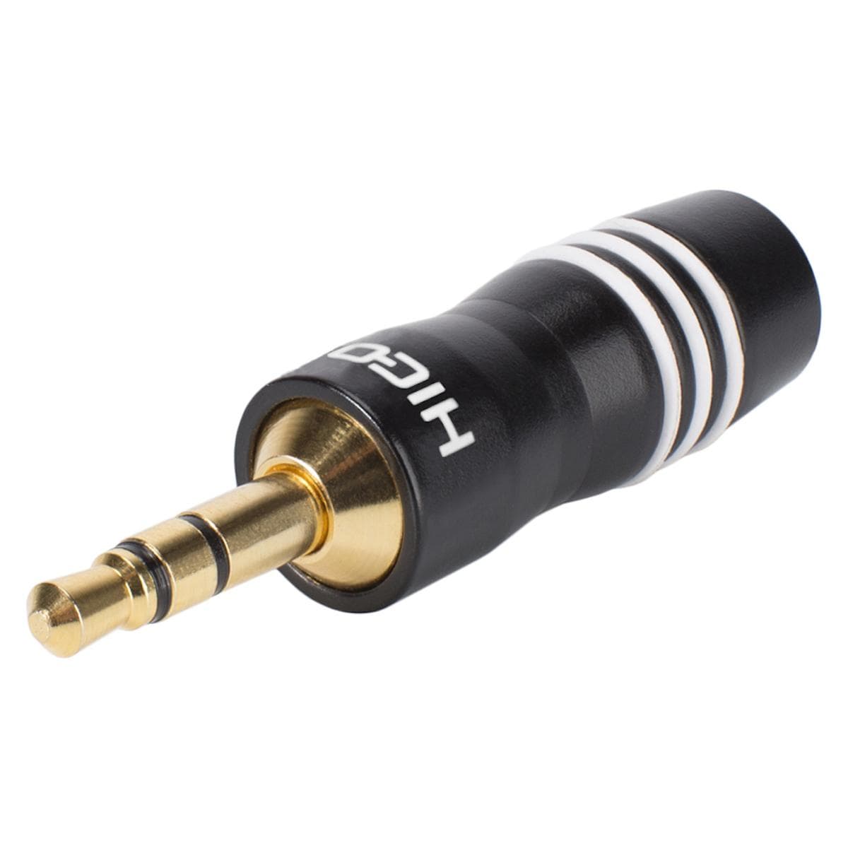 HICON Mini-jack (3,5mm), 3-pole , metal, male connector, gold plated contact(s), straight, black