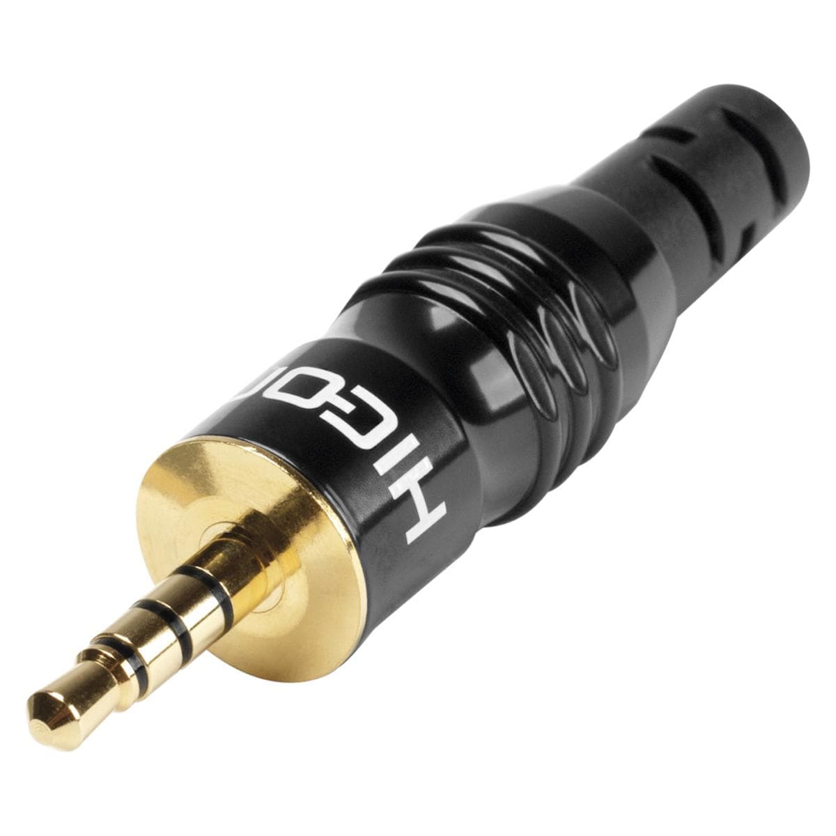HICON Mini-jack (3,5mm), 4-pole , metal-, Soldering-male connector, gold plated contact(s), straight