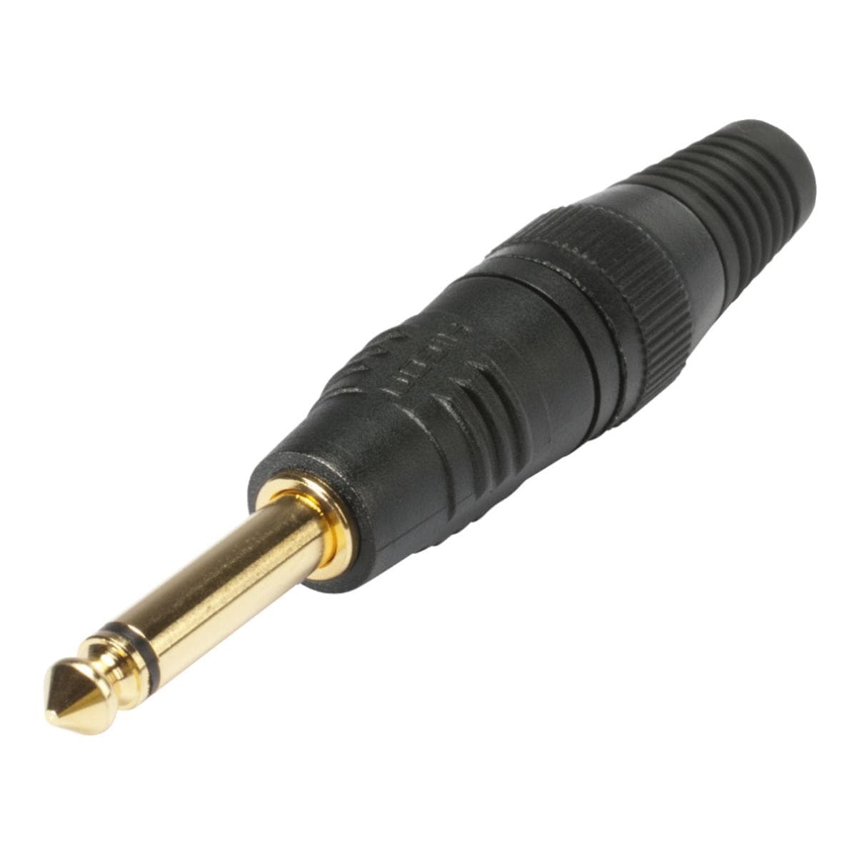 HICON jack (6,3mm) 2-pole metalSoldering-male connector, gold plated pin, straight, black