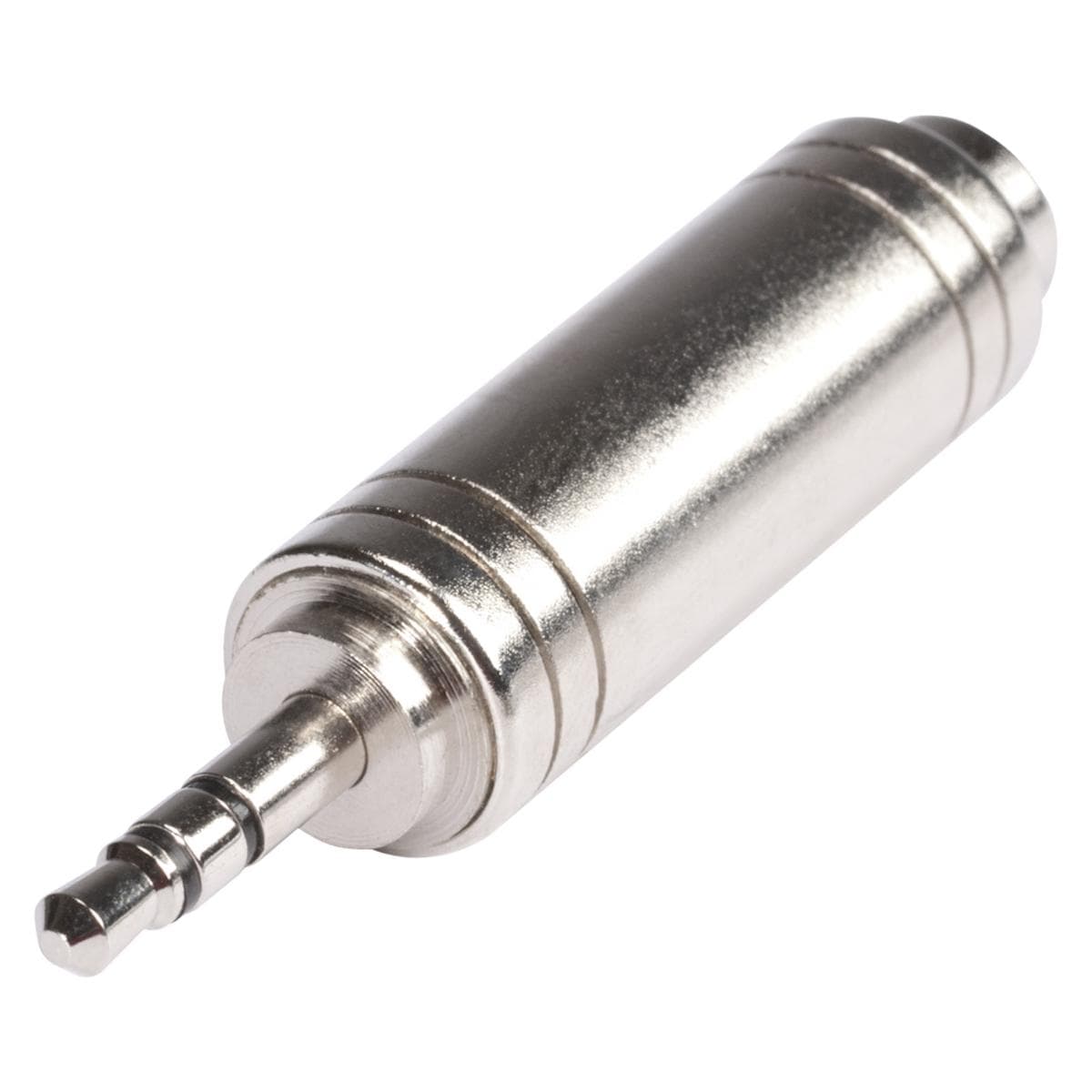 HICON Adapter | Mini-jack male 3,5 mm stereo/jack female 6,3 mm straight, chrome coloured