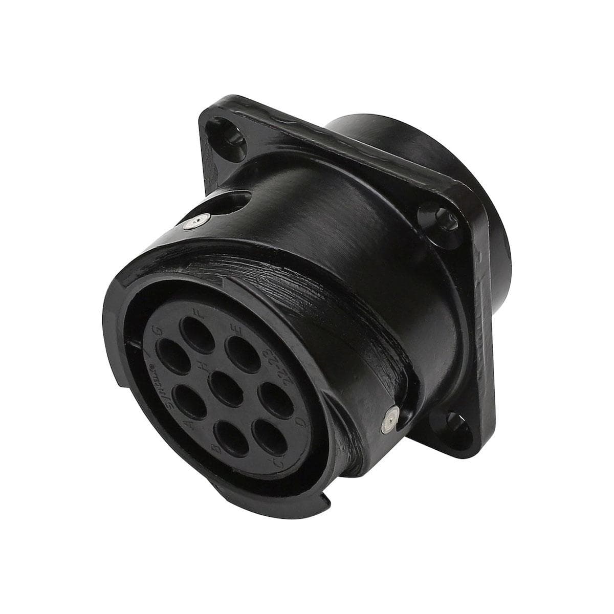 HICON CA-COM comp. Rund-LK, arrangement 22-23, Contact Size 12, 8-pole , metal, Panel socket, black