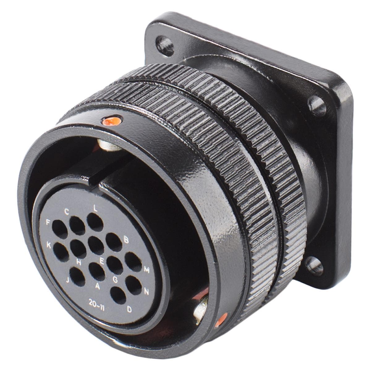 HICON Rund-LK, arrangement 20-11, Contact Size 16, 13-pol, metal, Panel socket, bayonet husk, black