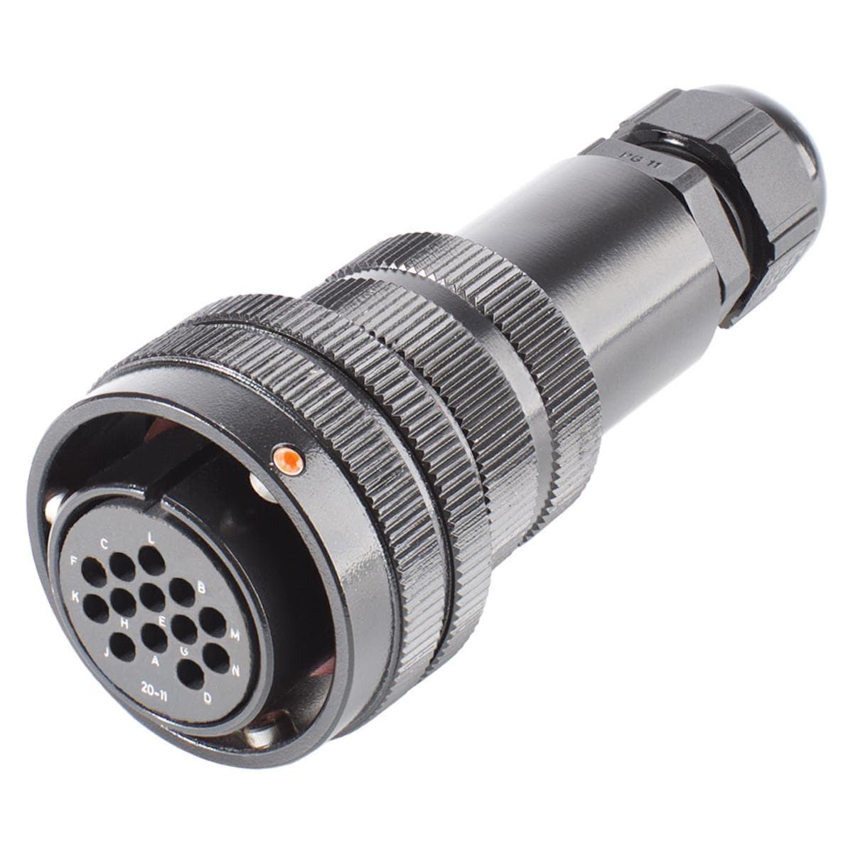 HICON Rund-LK, arrangement 20-11, Contact Size 16, 13-pol, metal, Cable socket, bayonet husk, black