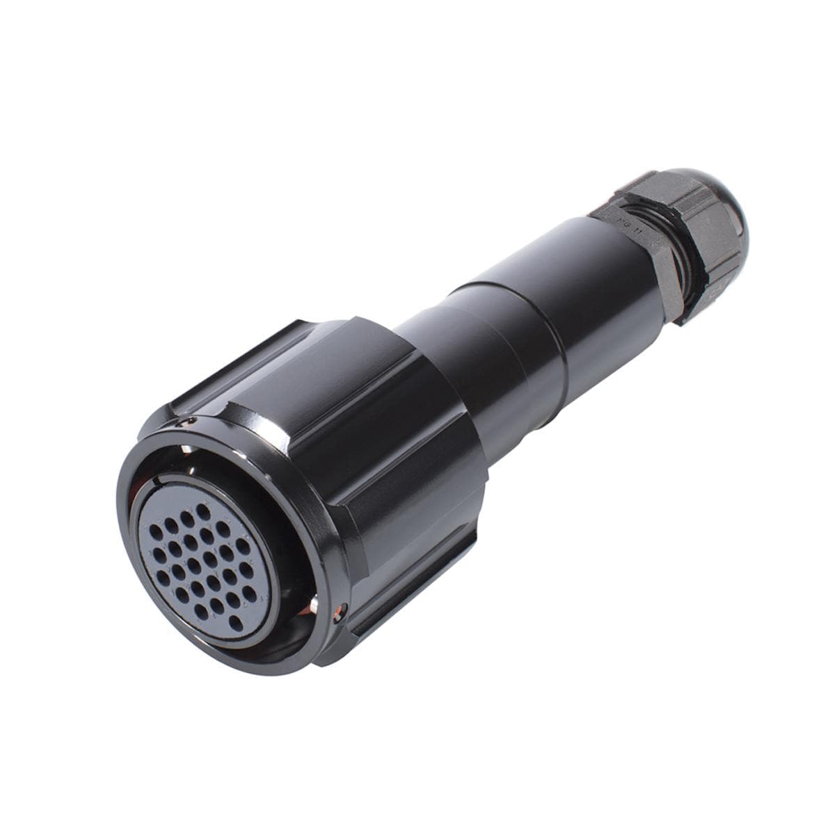 HICON Round LK, arrangement 24 A – 25, size 16, 25-pole , metal, Cable socket, bayonet husk, black