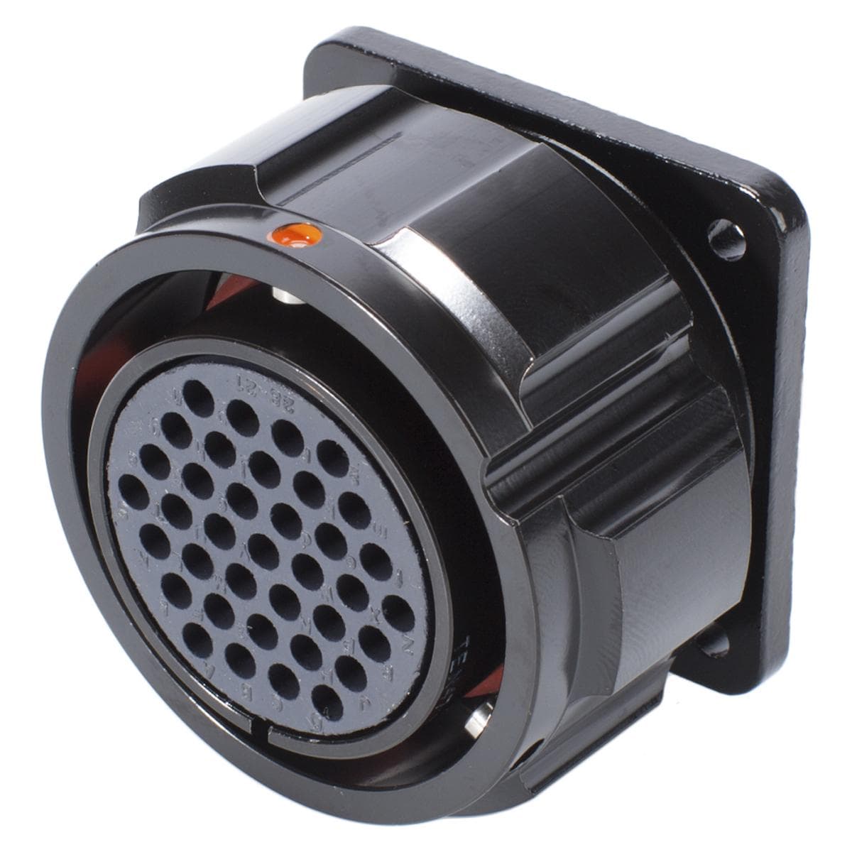 HICON Round LK, arrangement 28-21, size 16, 37-pole , metal, Panel socket, bayonet husk, black