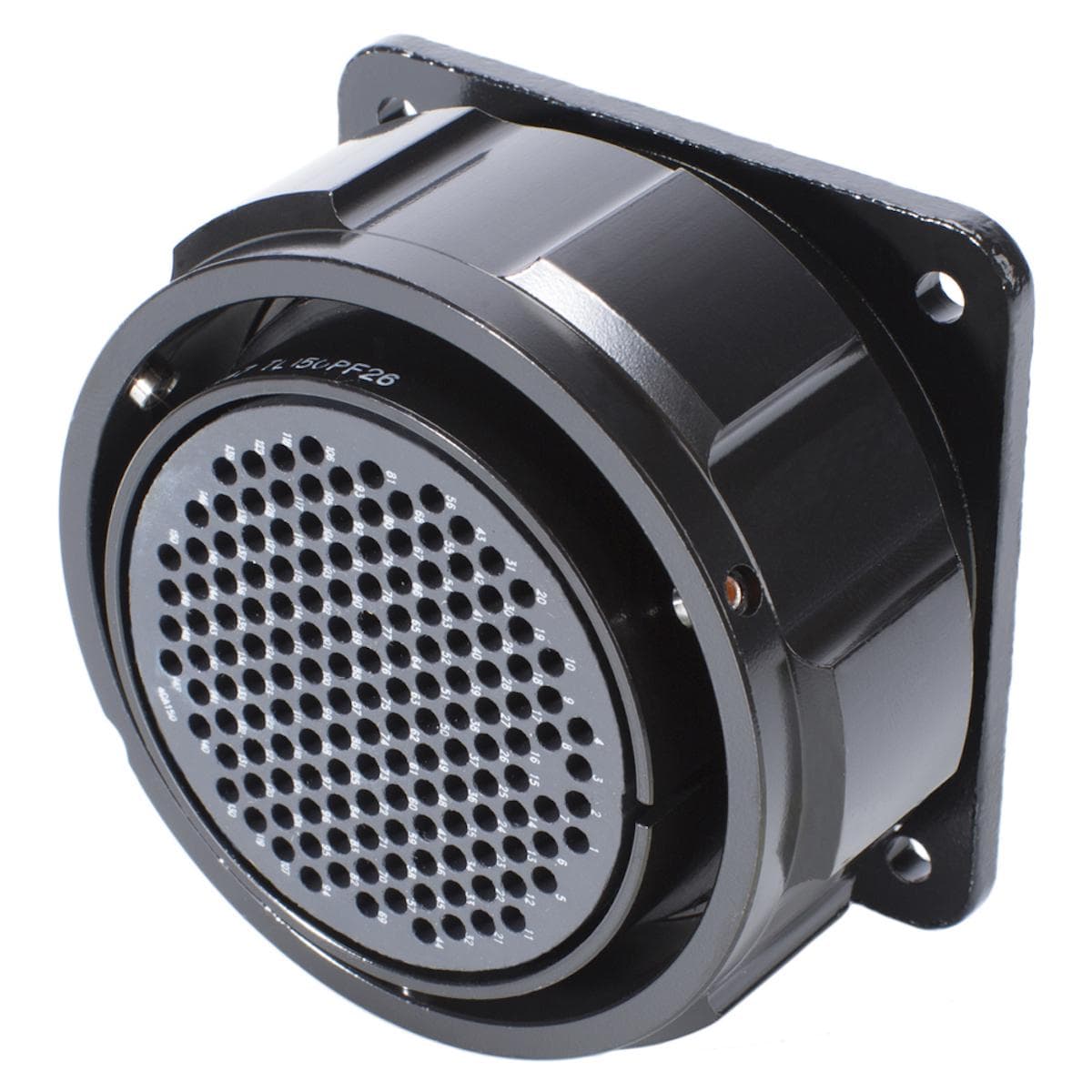 HICON Round LK, arrangement 40A-150, size 18, 150-pol , metal, Panel socket, bayonet husk, black