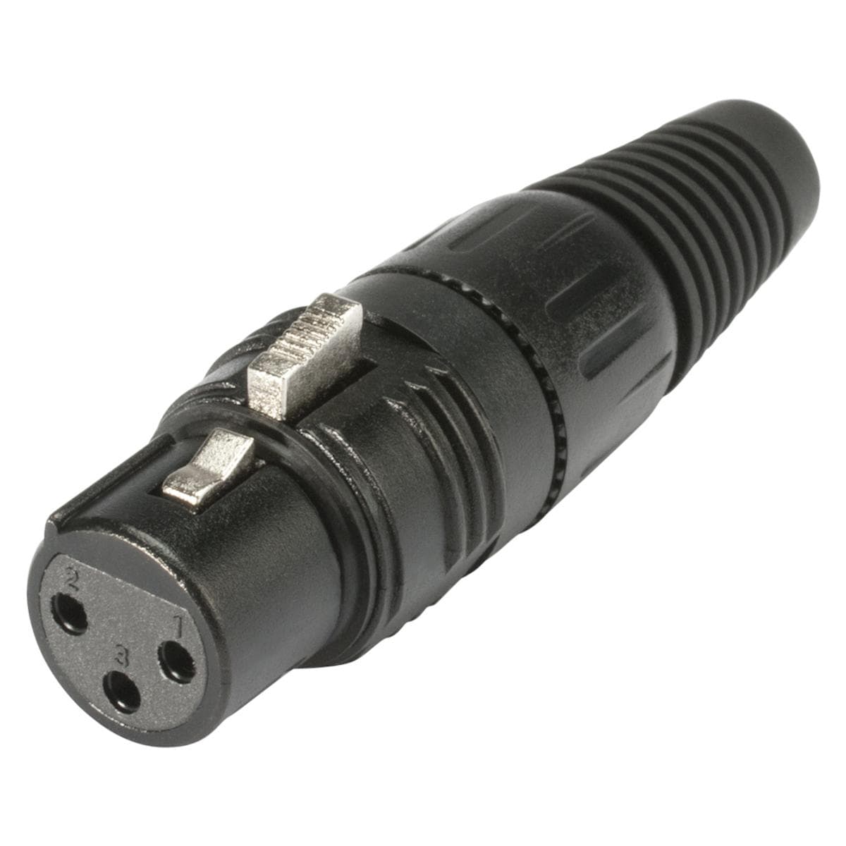 HICON XLR, 3-pole , Cap: plastic, Soldering-female conn., silver plated contact(s), straight, blk
