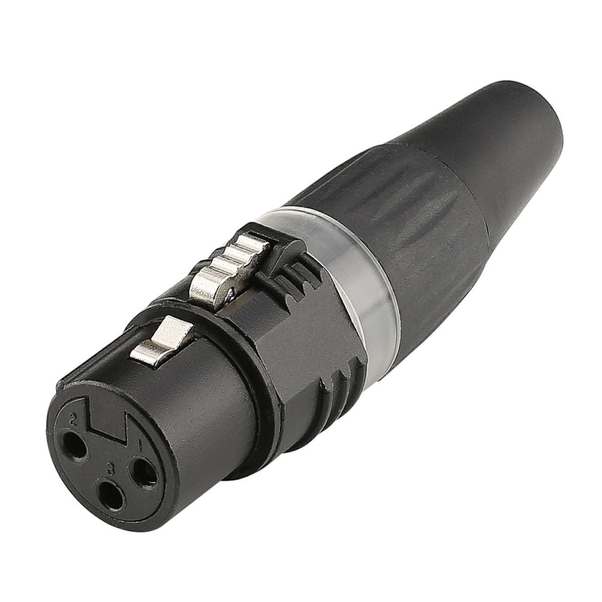 HICON XLR, 3-pole , metal, Soldering-female connector, silver plated contact(s), straight, black