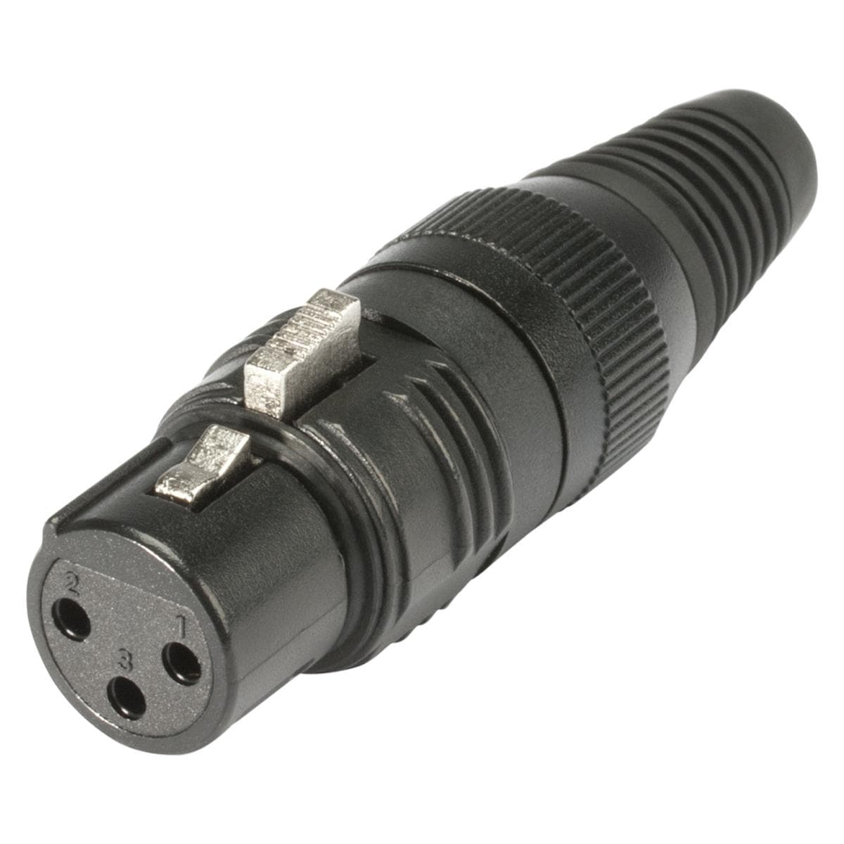 HICON XLR, 3-pole, metal, Soldering-female connector, silver plated contact(s), straight, black