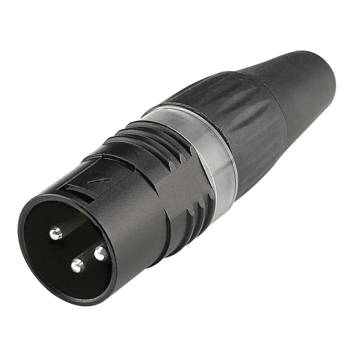 HICON XLR, 3-pole , metal, Soldering-male connector, silver plated contact(s), straight, black