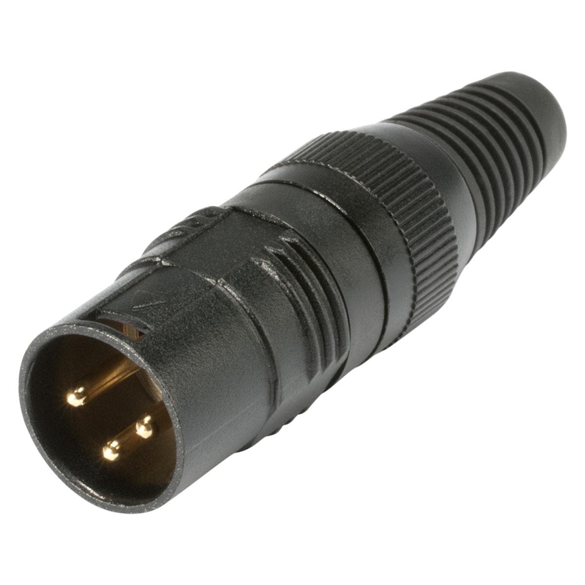 HICON XLR, 3-pole , metal, Soldering-male connector, gold plated contact(s), straight, black