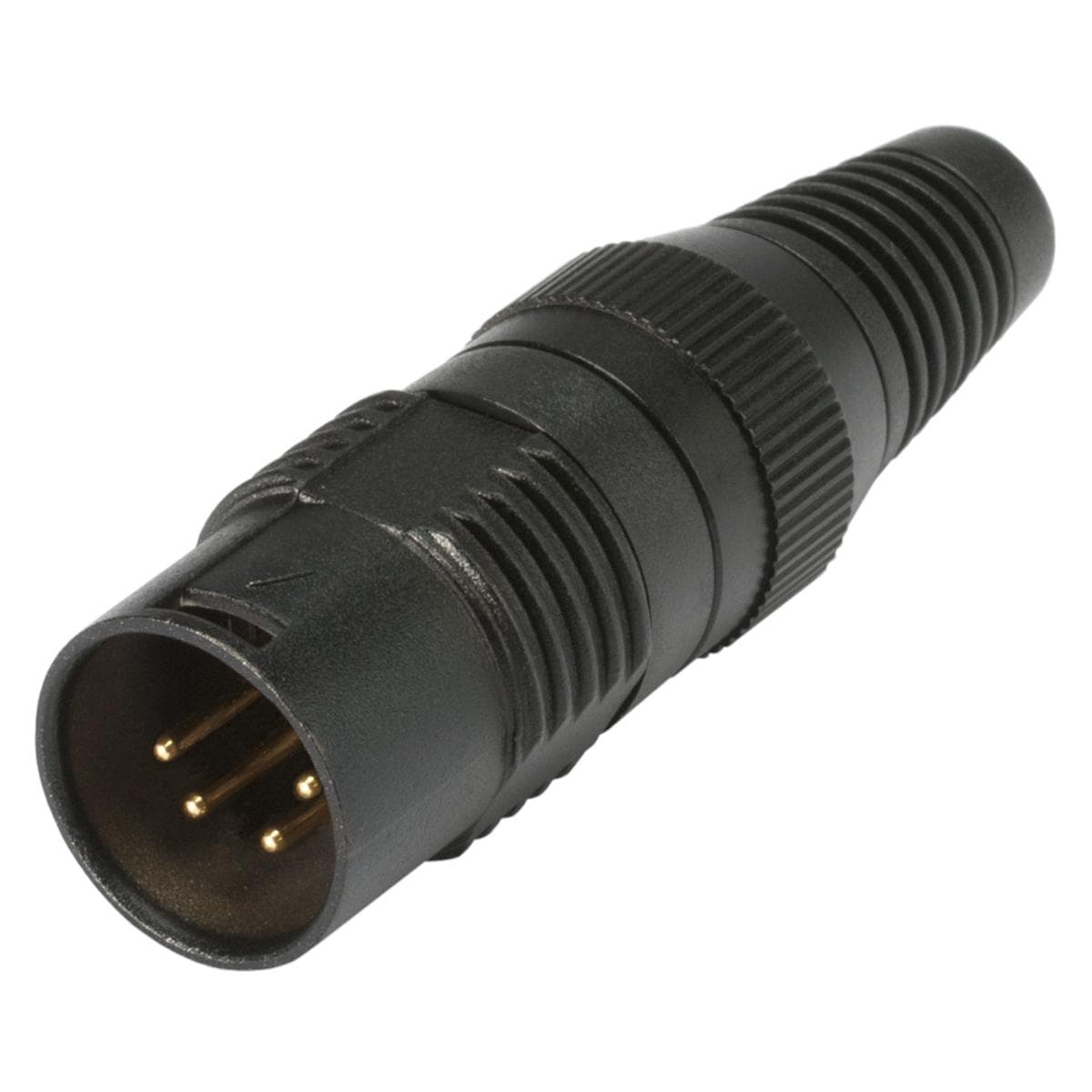 HICON XLR, 4-pole , metal, Soldering-male connector, gold plated contact(s), straight, black