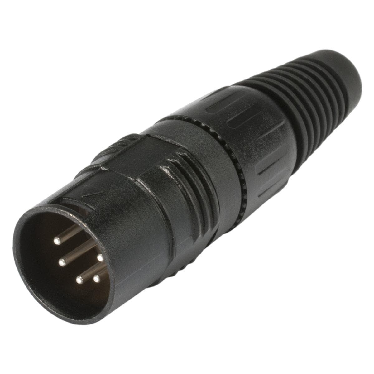 HICON XLR, 5-pol , metal, Soldering-male connector, silver plated contact(s), straight, black