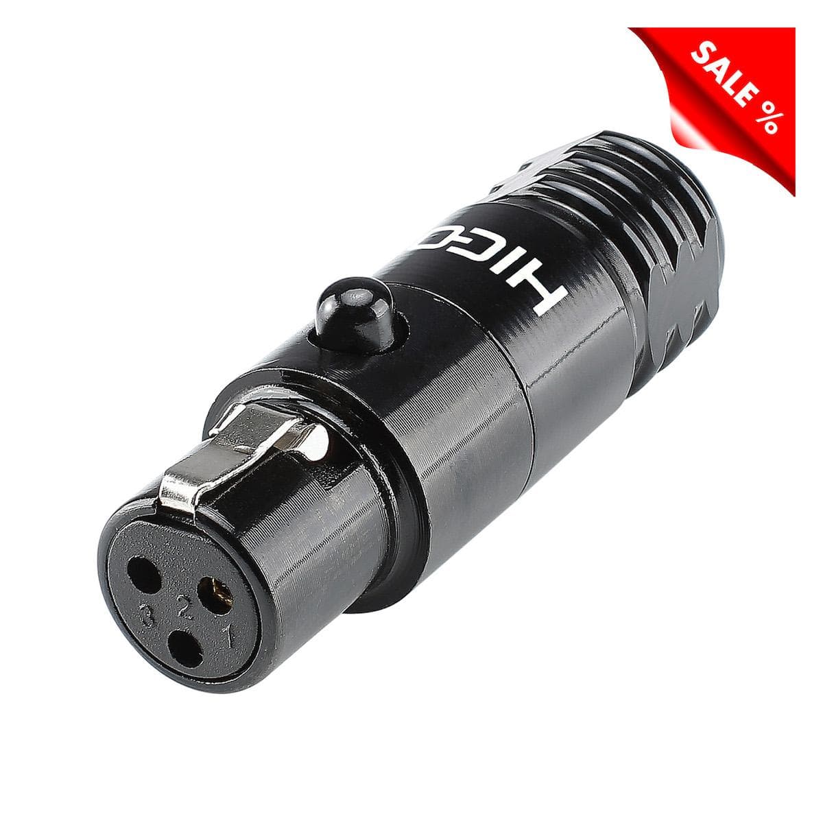 HICON Mini-XLR compact, 3-pole , metal, Soldering-female connector, gold plated contact(s), straight