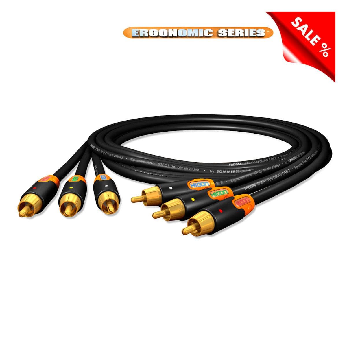 Yuv cable YUV / Component, 3 | RCA / RCA, HICON | 5,00m