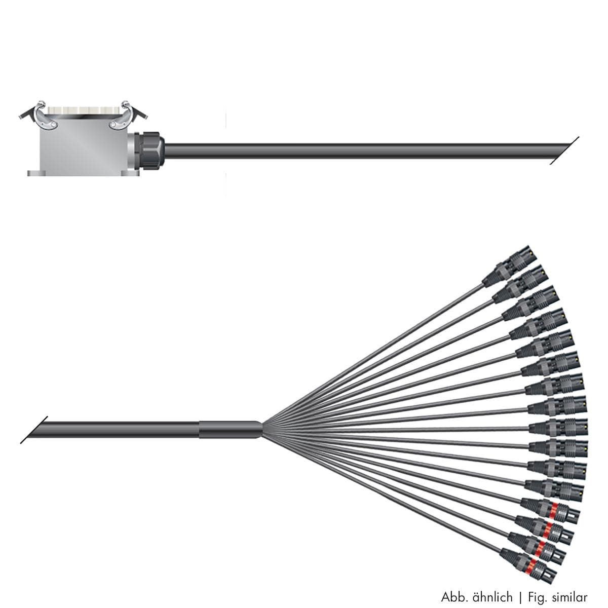 Multicore cable with rectangular MP-connector -> Splice | 12/04 | separate ground / ISOPOD | Multipi