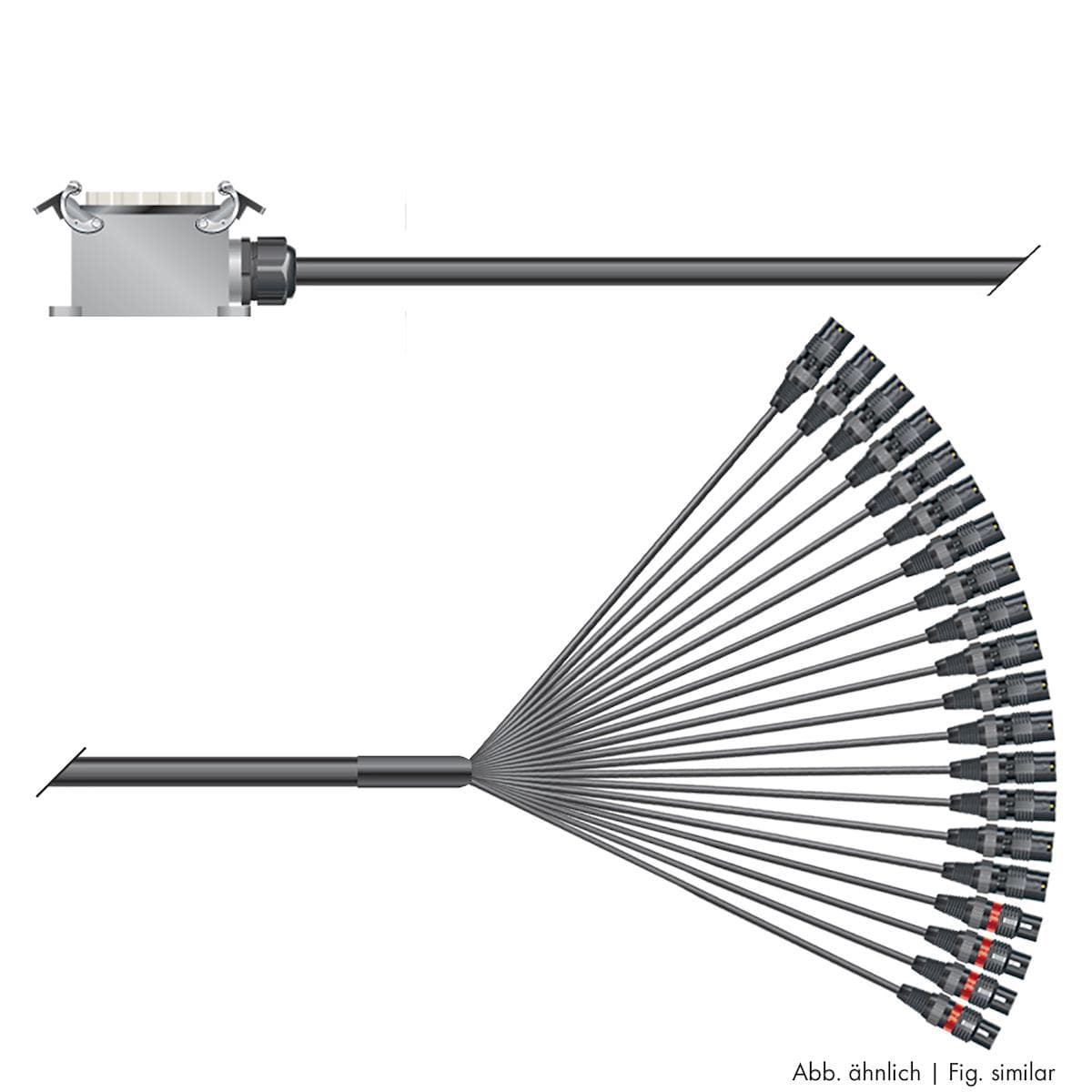 Multicore cable with rectangular MP-connector -> Splice | 16/04 | separate ground / ISOPOD | Multipi