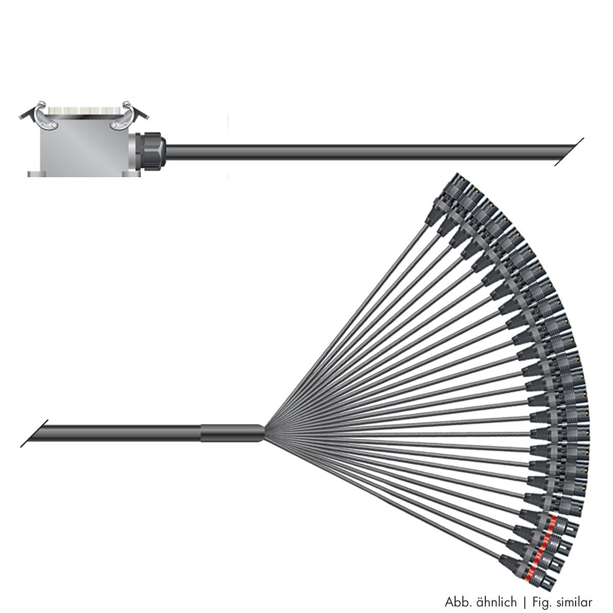 Multicore cable with rectangular MP-connector -> Splice | 20/04 | separate ground / ISOPOD | Multipi