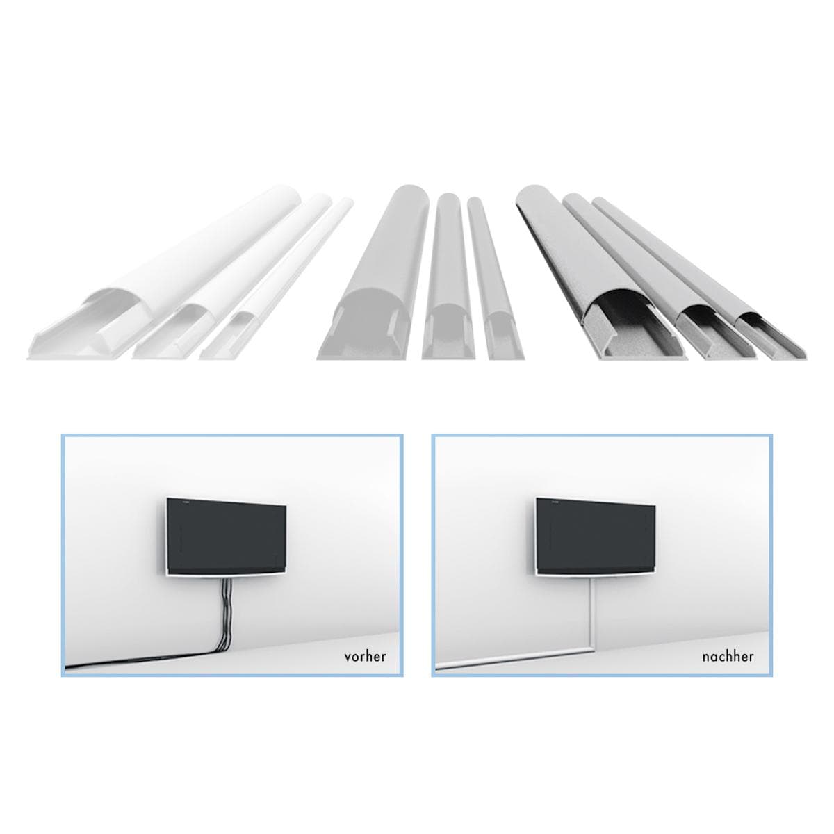 Cable channel, Aluminum powder coated | 3,3cm | 1,8cm | 160cm | silver