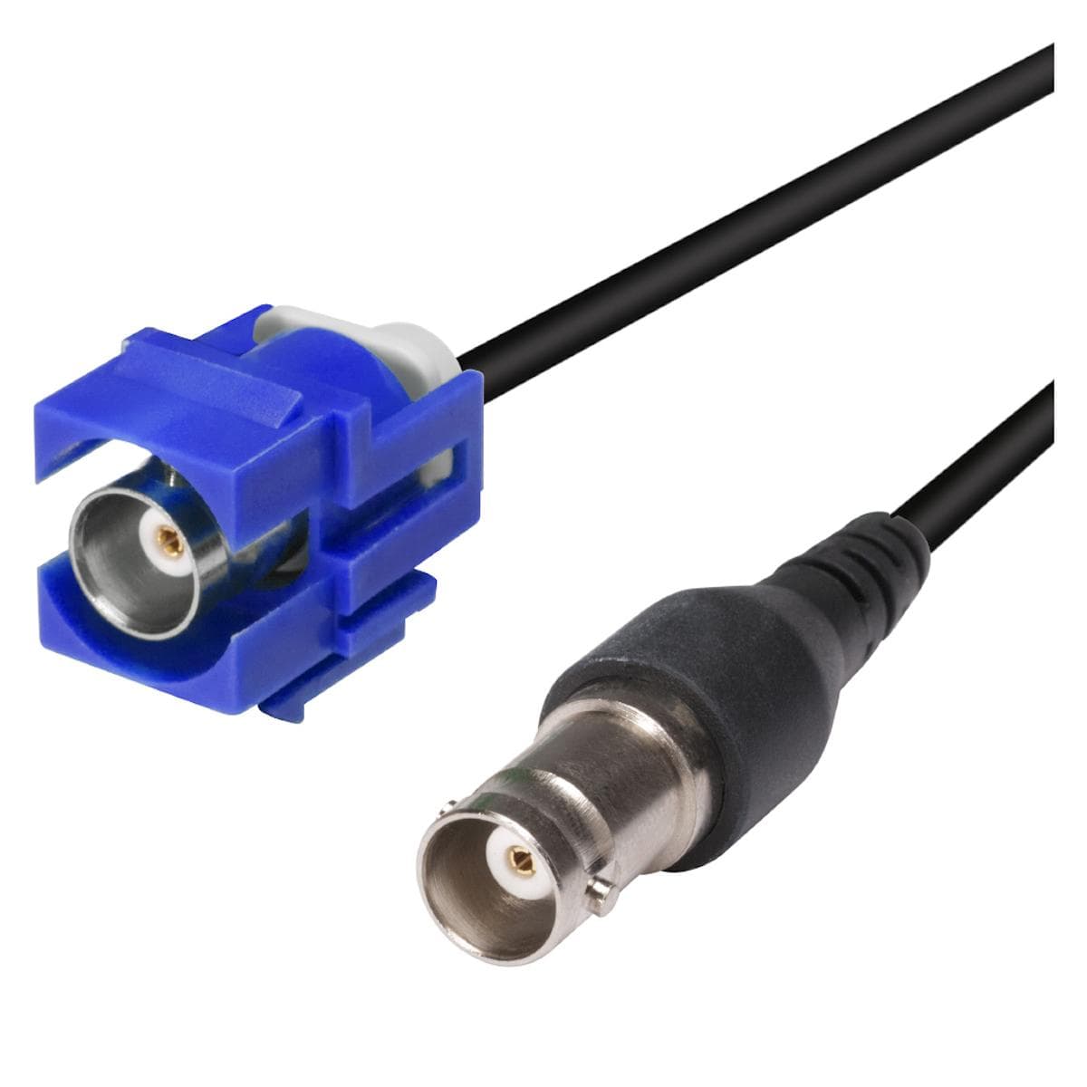 Plastic-mountingfemale connector, BNC, 2-pole, nickel plated contact(s), Keystone Clip-In, blue