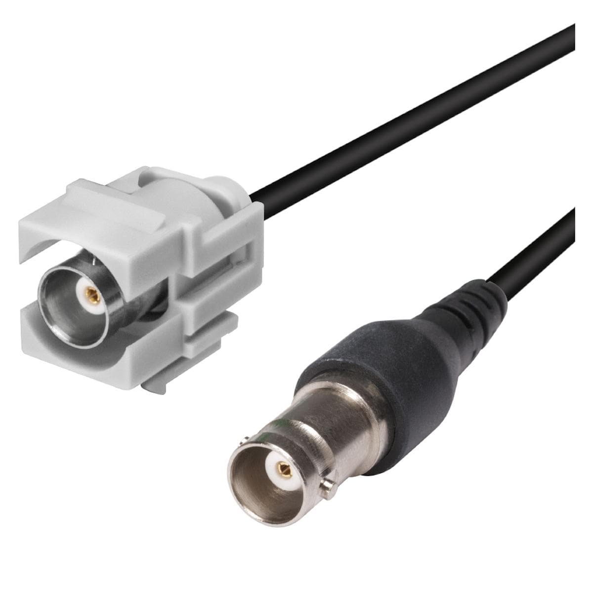 BNC, 2-pole , plastic-, Patch cable-female connector, nickel plated contact(s), Keystone Clip-In, wh