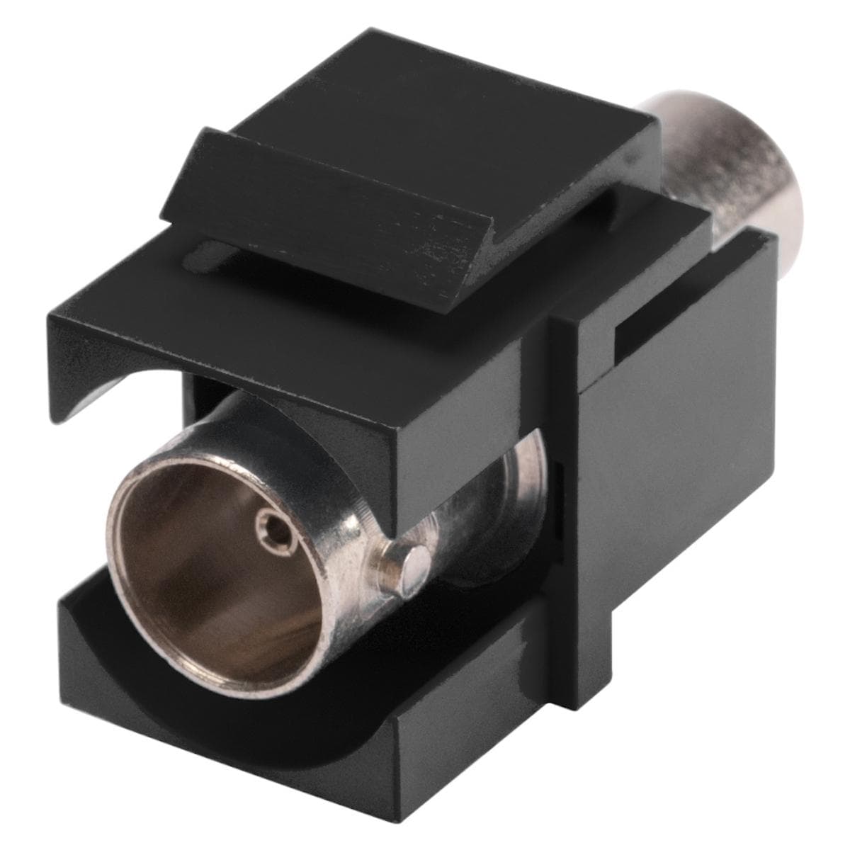 BNC / RCA, 2-pole , plastic-, Patch-, nickel plated contact(s), Keystone Clip-In, black