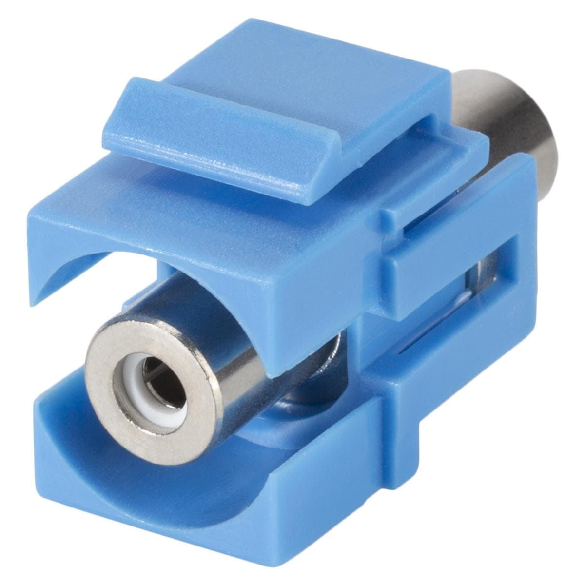 RCA, 2-pole , plastic-, Patch-, nickel plated contact(s), Keystone Clip-In, blue