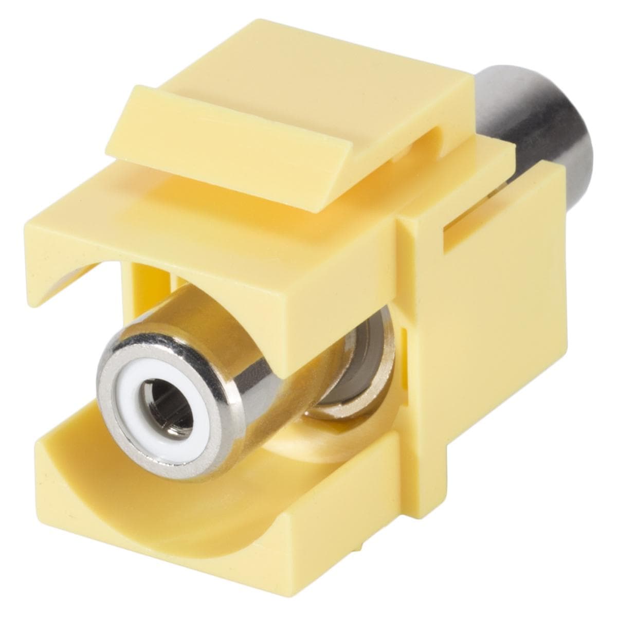RCA, 2-pole , plastic-, Patch-, nickel plated contact(s), Keystone Clip-In, yellow