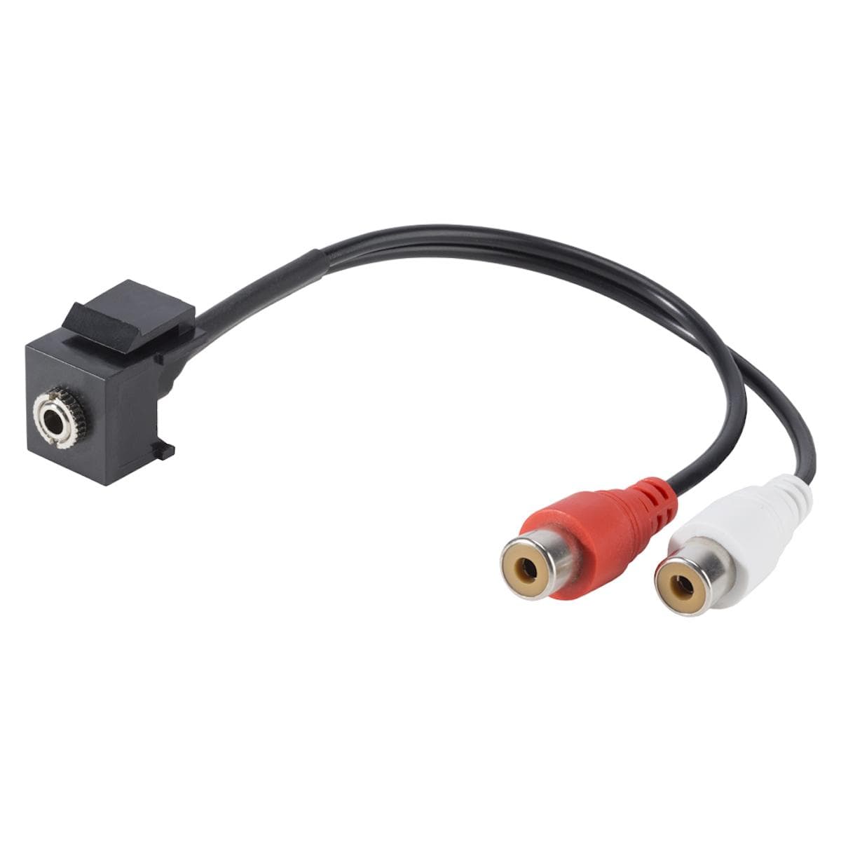 Mini-jack (3,5mm) / RCA, 3-pole , plastic-, Patch cable-, nickel plated contact(s), Keystone Clip-In