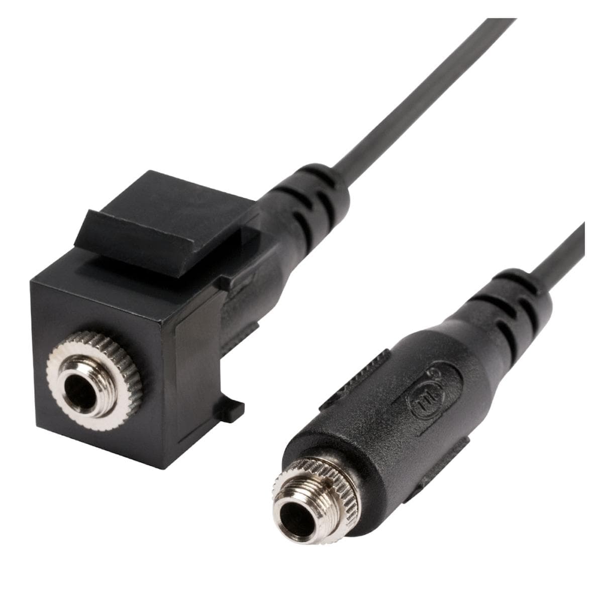 Mini-jack (3,5mm), 3-pole , plastic-, Patch cable-, nickel plated contact(s), Keystone Clip-In, blac