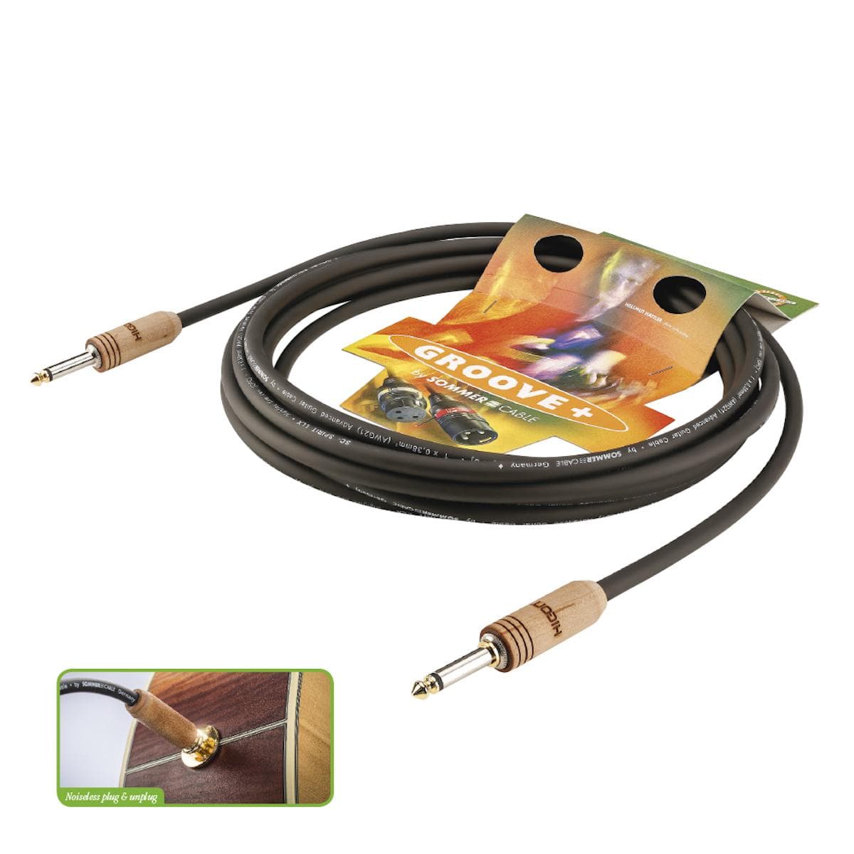 Instrument cable SC-SPIRIT LLX, HICON WOODPLUG, 1 x 0,38 mm² | jack / jack, HICON | 10,00m | black