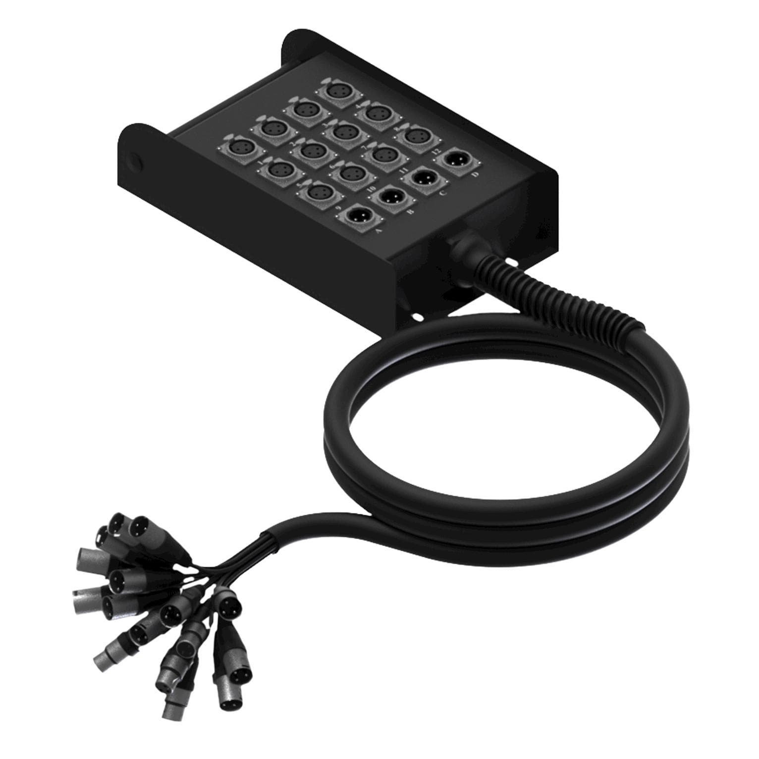 Komplekts Multi stage block 12 x XLRf - 4 x XLRm / 30m, komplektā ietilpst 2 gab