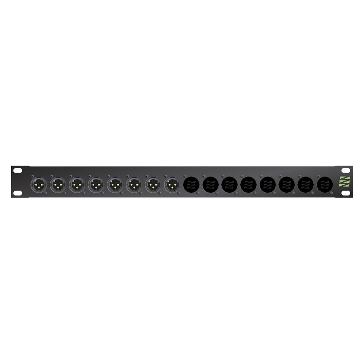 Sommer cable Audio-connection panel XLR , 1 HE, 12 BE, XLR 3-pole male/XLR 3-pole female; HICON; gol
