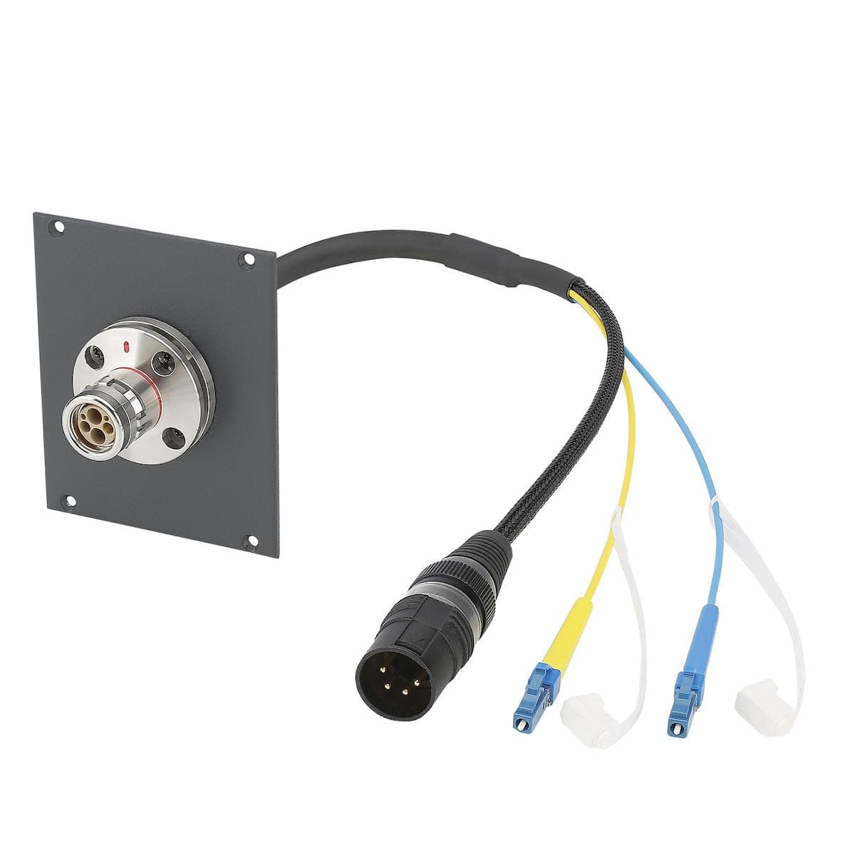 Hd camera cable smpte311m Octopus Hybrid | FMW male installation plug / 2 x LC male + XLR 4-pole mal