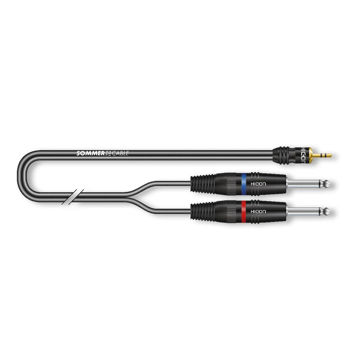 Stereo split cable SC-Onyx, 1 x 0,25 mm² | mini-jack / jack, HICON | 5,00m | black