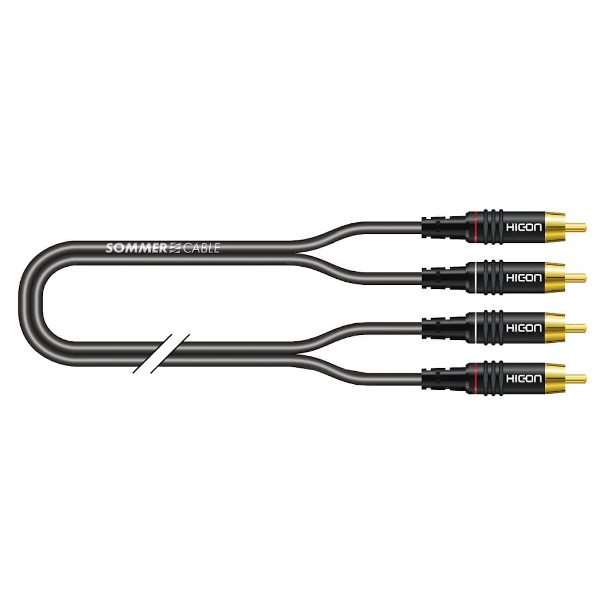 Rca patch cable, unbalanced SC-Onyx, 1 x 0,25 mm² | RCA / RCA, HICON | 0,50m | black