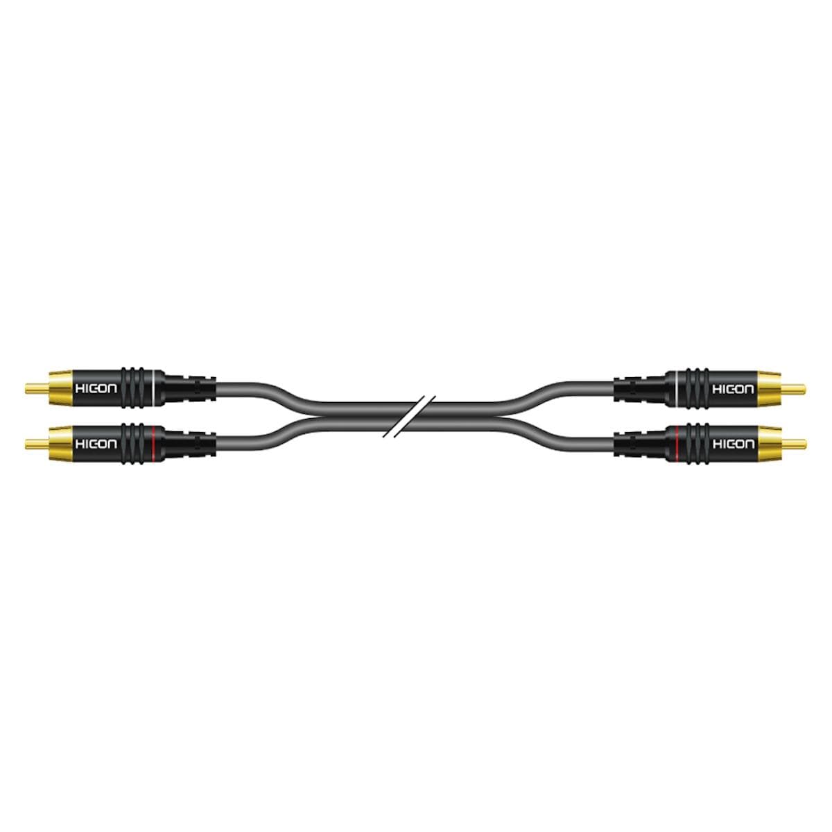 Rca patch cable, unbalanced SC-Onyx, 1 x 0,25 mm² | RCA / RCA, HICON | 2,00m | black