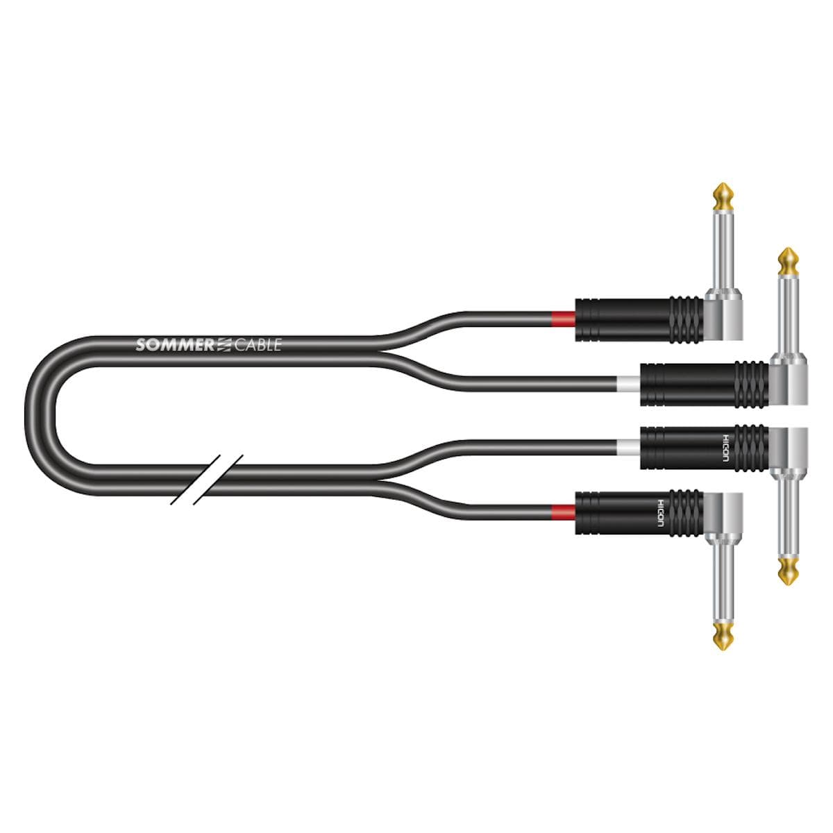 Stereo keyboard cable SC-Onyx, 1 x 0,25 mm² | jack 90° / jack 90°, HICON | 0,60m | black