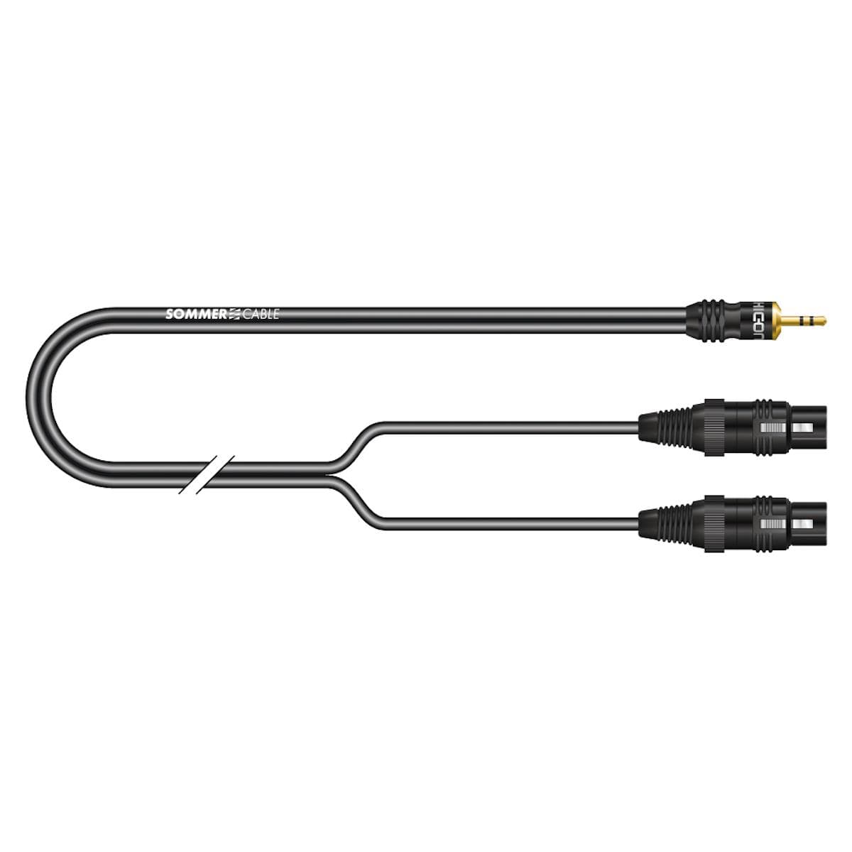 Stereo split cable SC-Onyx, 1 x 0,25 mm² | XLR / mini-jack, HICON | 1,00m | black
