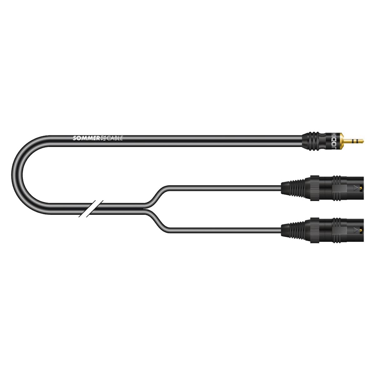 Stereo split cable SC-Onyx, 1 x 0,25 mm² | XLR / mini-jack, HICON | 5,00m | black