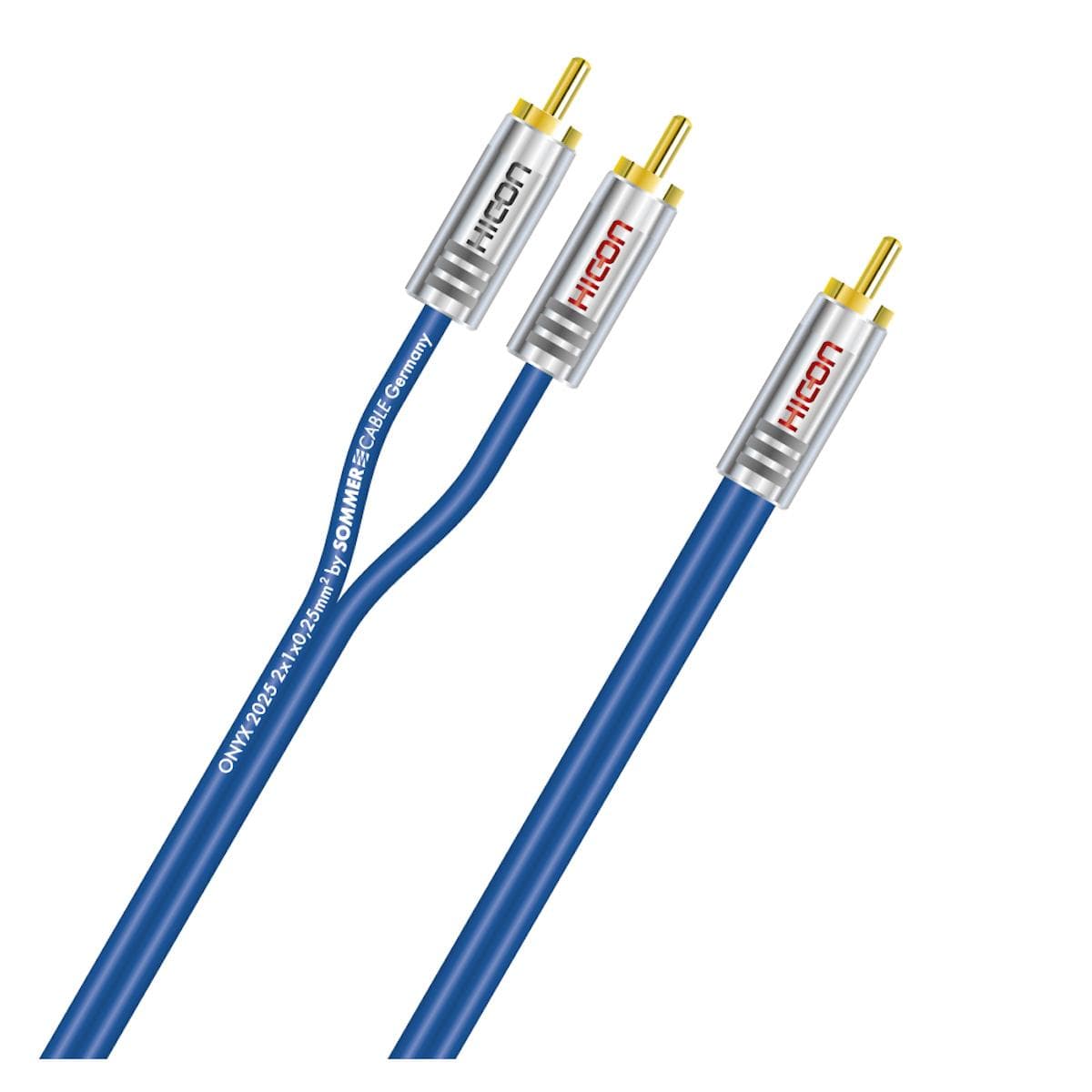 Y-cable for subwoofer SC-Onyx, 1 x 0,25 mm² | RCA / RCA, HICON | 7,50m | blue