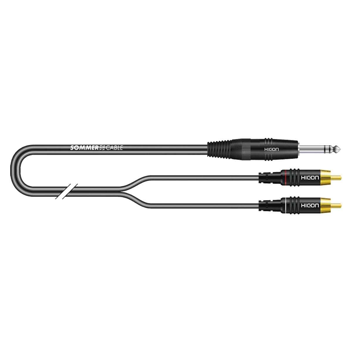 Patch cable, balanced SC-Onyx, 1 x 0,25 mm² | jack / RCA, HICON | 10,00m | black